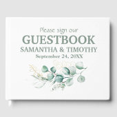 Sage Green Eukalyptus Rustikale Grüne Hochzeit Gästebuch (Vorderseite)