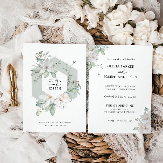 Sage Green | Eukalyptus und Magnolia Wedding Einladung