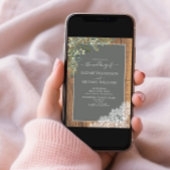 Sage Green Eukalyptus Wood Lace Script Hochzeit Einladung