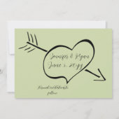 Sage Green Extravagant Calligraphy Hearts Save the Date (Rückseite)