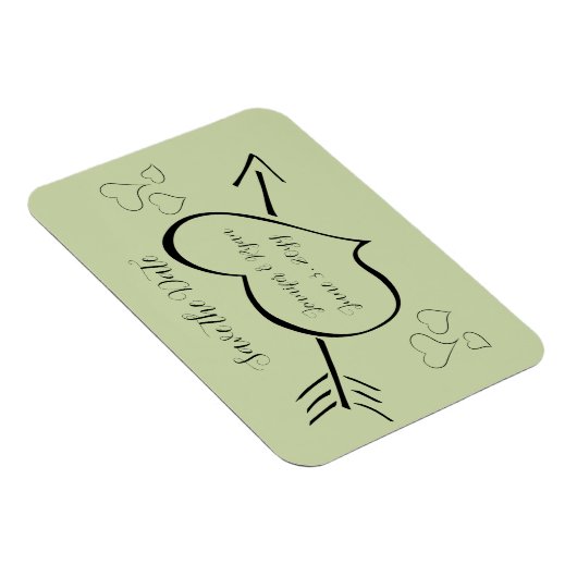 Sage Green Extravagant Calligraphy Hearts Save the Magnet (Rechte Seite)