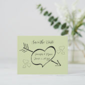 Sage Green Extravagant Calligraphy Hearts Save the Postkarte (Stehend Vorderseite)