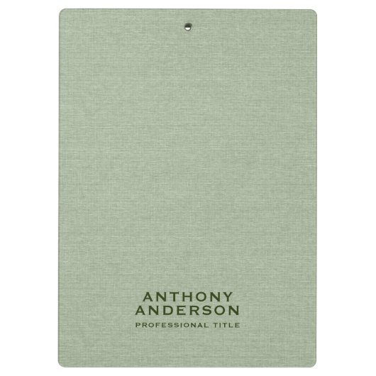 Sage Green Fabric Texture Klemmbrett (Rückseite)