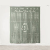 Sage Green Fabric Wedding Seating Chart Banner Wandteppich (Vorderseite)