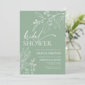 Sage Green Fall Bridal Dusche Einladung (Stehend Vorderseite)