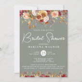 Sage Green Fall Floral Brautparty Einladung (Vorderseite)