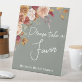 Sage Green Fall Floral Brautparty Gefallen Sockelschild (In Situ)
