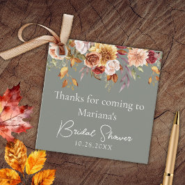 Sage Green Fall Floral Brautparty Geschenkanhänger