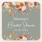 Sage Green Fall Floral Brautparty Rechteckiger Pappuntersetzer (Vorderseite)