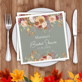 Sage Green Fall Floral Brautparty Serviette