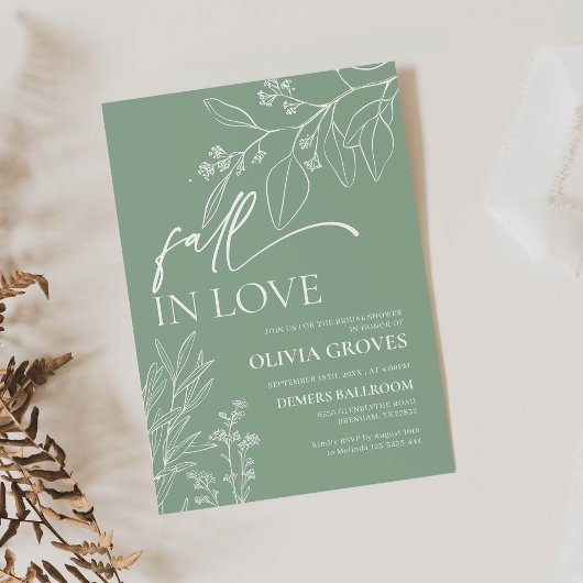 Sage Green Fall in Liebe Bridal Dusche Einladung