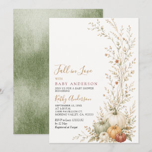 Sage Green Fall in Love Kürbis-Baby-Party Einladung