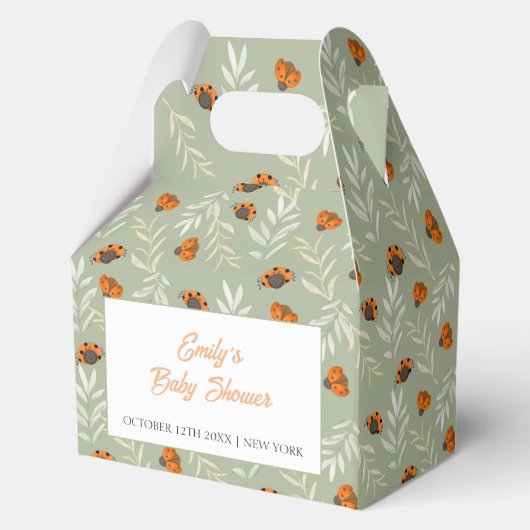 Sage Green Fall Ladybug Grüne Babydusche Geschenkschachtel (Vorderseite)