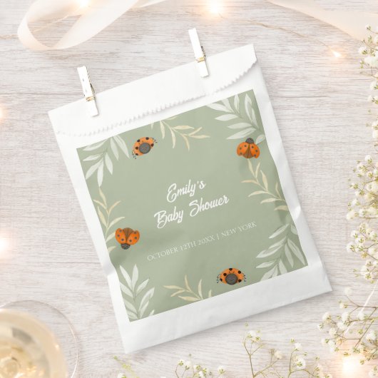 Sage Green Fall Ladybug Grüne Babydusche Geschenktütchen (Ausgeschnitten)