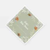 Sage Green Fall Ladybug Grüne Babydusche Serviette (Ecke)