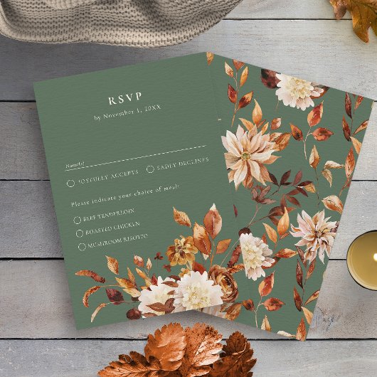 Sage Green Fall RSVP Karte
