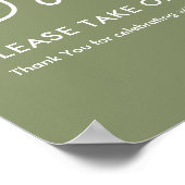 Sage Green Fans Hochzeitsprogramme Sign Poster (Ecke)