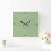 Sage Green Faux Linen Fabric Textured Background Quadratische Wanduhr (Zuhause)