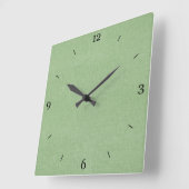 Sage Green Faux Linen Fabric Textured Background Quadratische Wanduhr (Winkel)