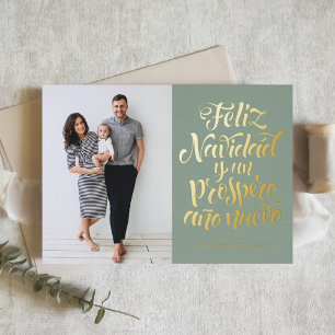 Sage Green Feliz Navidad Script Weihnachts-Foto