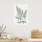 Sage Green Fern Botanical Illustration Print no 1 Poster (Küche)