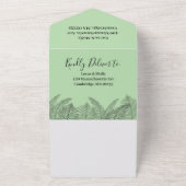 Sage Green Fern Leaf Wedding All In One Einladung (Außenbereich)