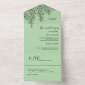 Sage Green Fern Leaf Wedding All In One Einladung (Innen Boden)