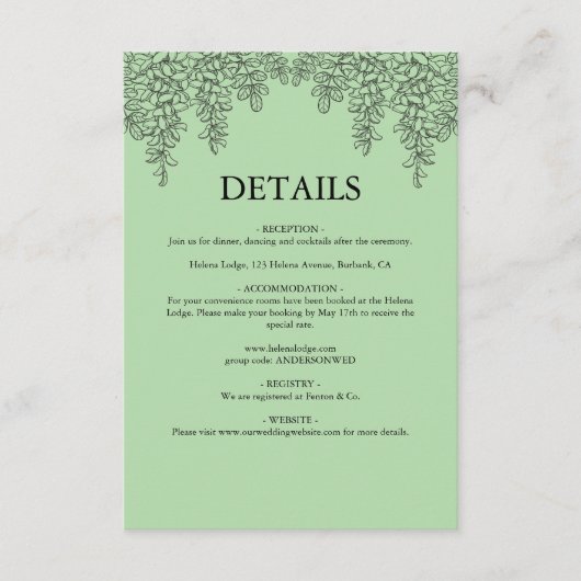 Sage Green Fern Leaf Wedding Begleitkarte (Vorderseite)