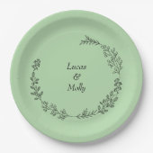 Sage Green Fern Leaf Wedding Pappteller (Vorderseite)