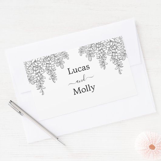 Sage Green Fern Leaf Wedding Rechteckiger Aufkleber (Umschlag)