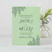 Sage Green Fern Leaf Wedding Save The Date (Stehend Vorderseite)