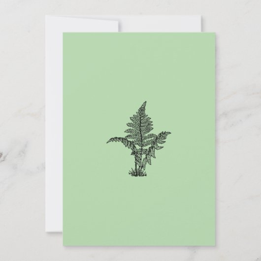 Sage Green Fern Leaf Wedding Save The Date (Rückseite)