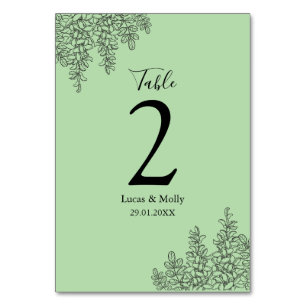 Sage Green Fern Leaf Wedding Tischnummer