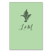 Sage Green Fern Leaf Wedding Tischnummer (Rückseite)