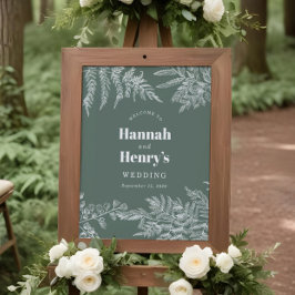 Sage Green Fern Woodland Wedding Willkommenszeiche Poster