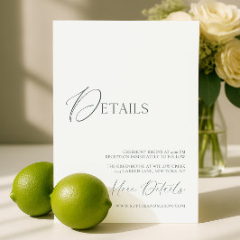 Sage Green Fine Art Marble Wedding Details Card Einladung