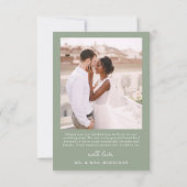 Sage Green Five Foto Collage Script Hochzeit Dankeskarte (Rückseite)