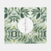 Sage Green Flora Elegante Fleecedecke (Vorderseite (Horizontal))