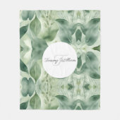 Sage Green Flora Elegante Fleecedecke (Vorderseite)