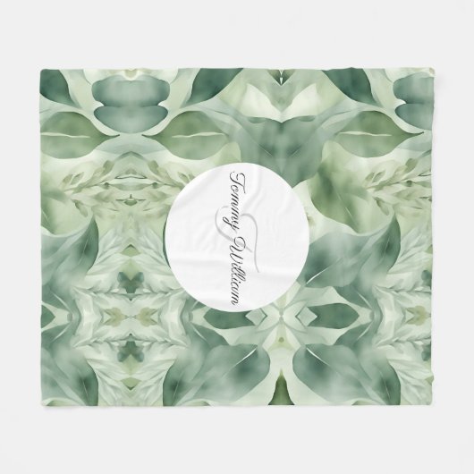 Sage Green Flora Elegante Fleecedecke (Vorderseite (Horizontal))