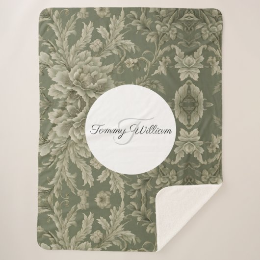 Sage Green Flora Elegantes Ambiente Sherpadecke (Vorderseite)