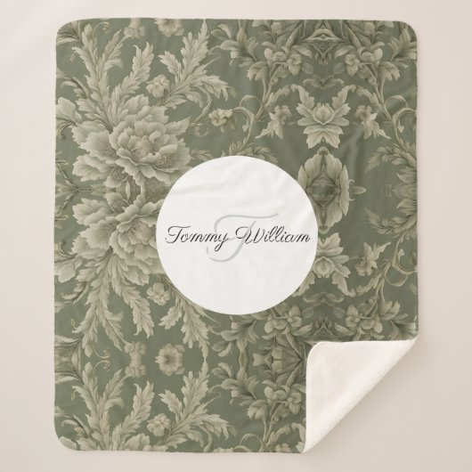 Sage Green Flora Elegantes Ambiente Sherpadecke (Vorderseite)