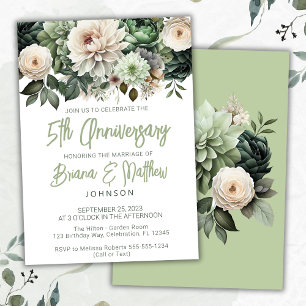 Sage Green Floral 5. Hochzeitstag Einladung