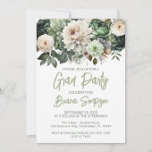 Sage Green Floral Abschluss Grad Party Einladung (Vorderseite)