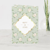 Sage Green Floral All in One Gold Indian Wedding Einladung (Rückseite)