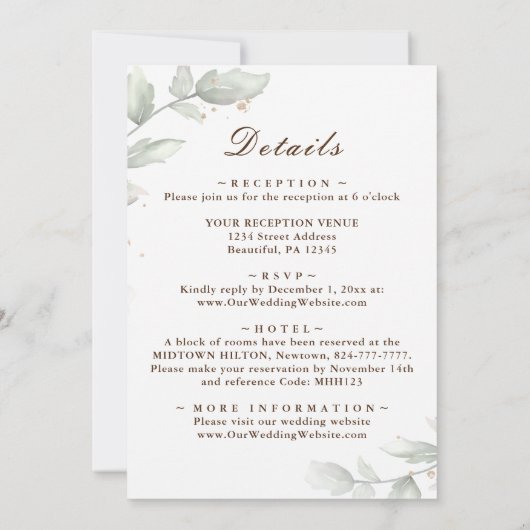 Sage Green Floral alles in einer Christlichen Hoch Einladung (Rückseite)