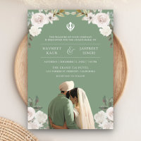 Sage Green Floral Anand Karaj Indian Sikh Wedding