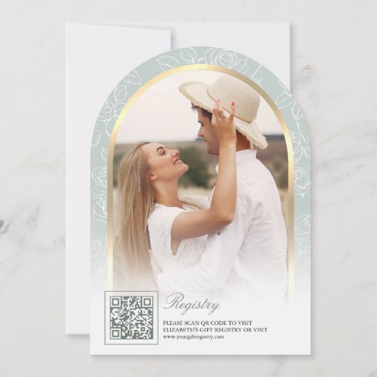 Sage Green Floral Arch Butterfly Brautparty Einladung (Rückseite)