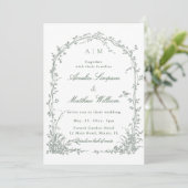 Sage Green Floral Arch Garden All in One Wedding Einladung (Stehend Vorderseite)