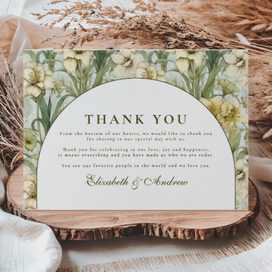 Sage Green Floral Arch Wedding Dankeskarte